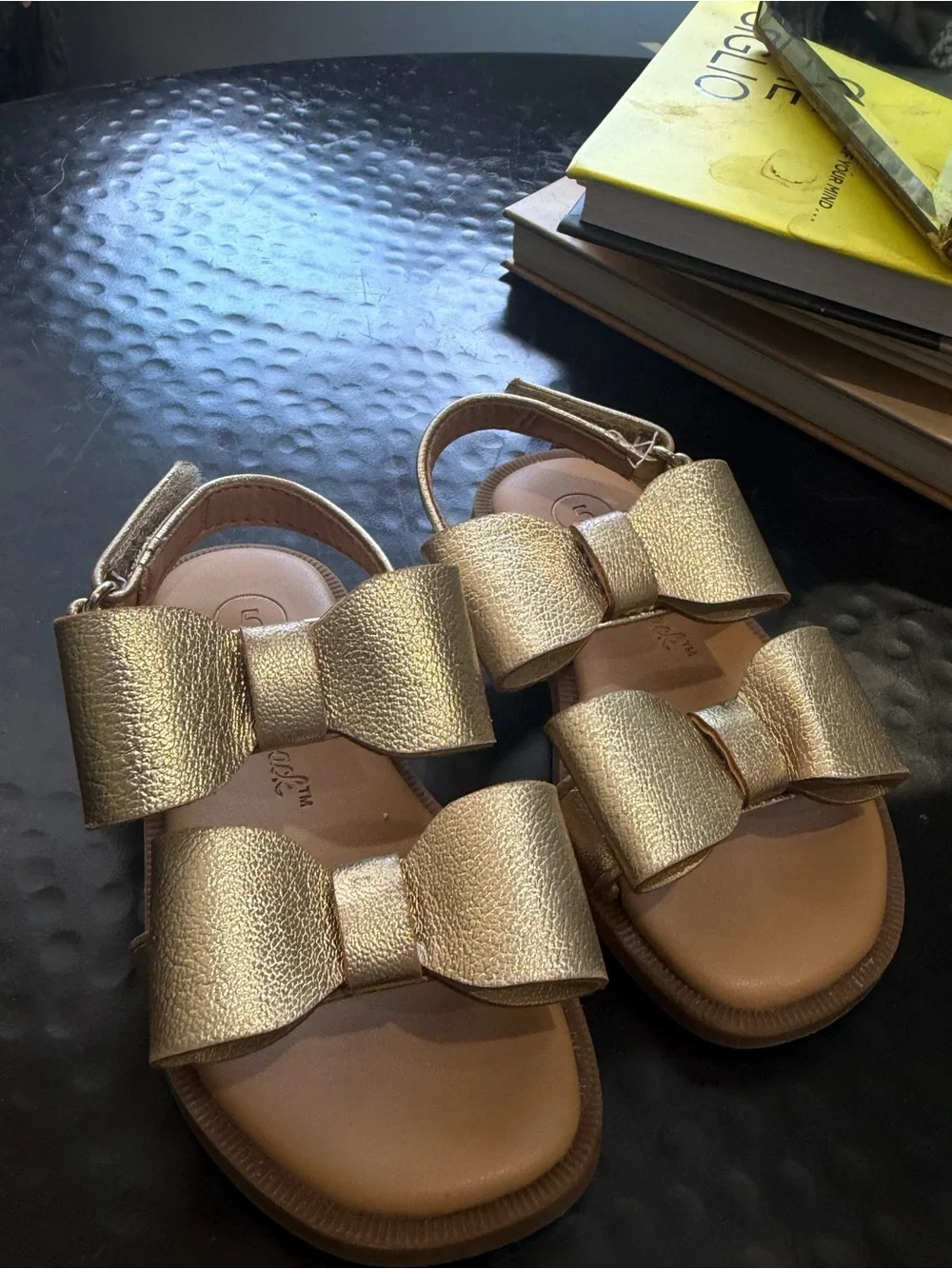Metallic Gold Bow Sandals
